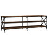 The Living Store Industrieel TV-meubel - 160 x 40 x 50 cm - Bruineiken hout en ijzer