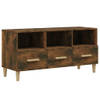 The Living Store TV-meubel Gerookt Eiken - Massief hout - 102 x 36 x 50 cm