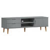 The Living Store MOLDE TV-kast - 158 x 40 x 49 cm - Massief grenenhout - Grijs