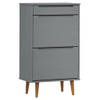 The Living Store MOLDE Schoenenkast - 59.5 x 35 x 103 cm - Massief grenenhout met uv-vernis - Grijs