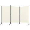 The Living Store Kamerscherm 3 Panelen - 260 x 180 cm - Crèmewit - Gepoedercoat ijzer - Stof van 100% polyester