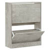 The Living Store Schoenenkast - Betongrijs - 63 x 24 x 81 cm - Met 2 Lades - Bewerkt Hout