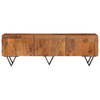 The Living Store Massief mangohouten TV-meubel - 140 x 30 x 46 cm - Met 3 deuren - V-vormige poten