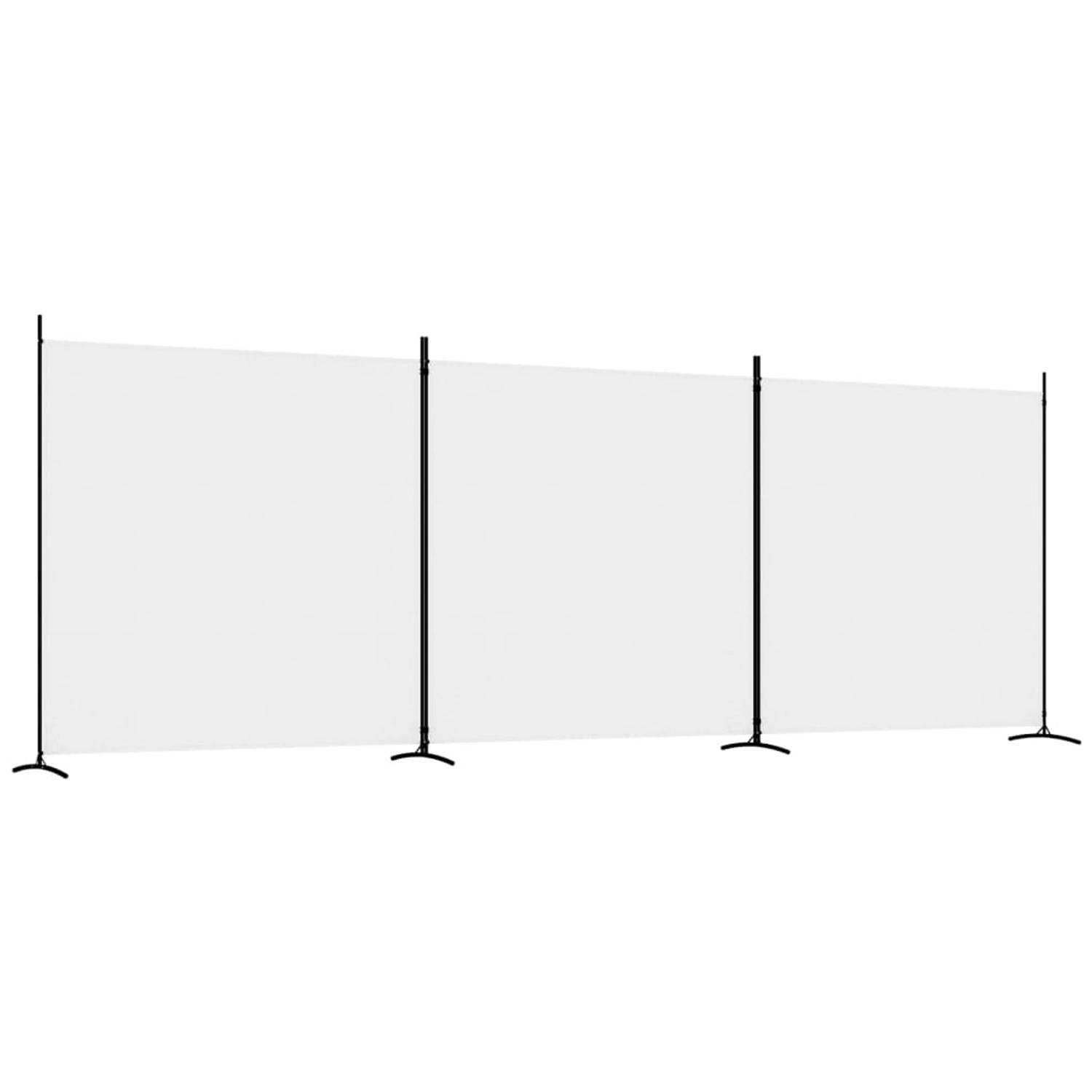 The Living Store Kamerscherm met 3 panelen 525x180 cm stof wit - Kamerscherm