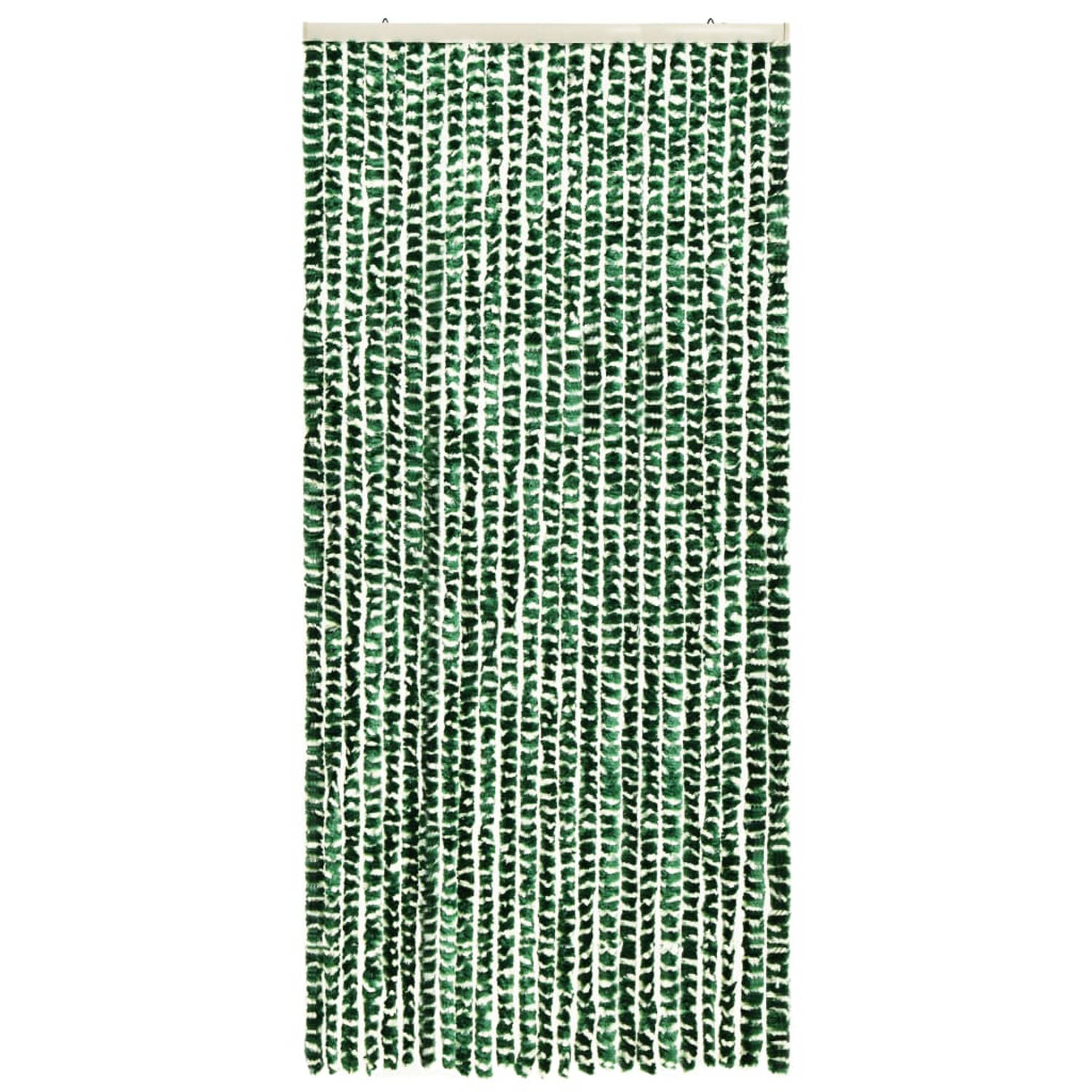 The Living Store Vliegengordijn 100x220 cm chenille groen en wit - Raamhor