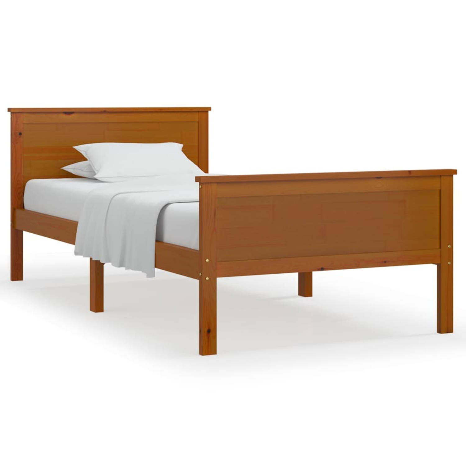 The Living Store Bedframe massief grenenhout honingbruin 90x200 cm - Bedframe - Bedframes - Houten Bedframe - Bed - Bedbodem - Slaapmeubel - Eenpersoonsbed - Houten Bedframes - Bed