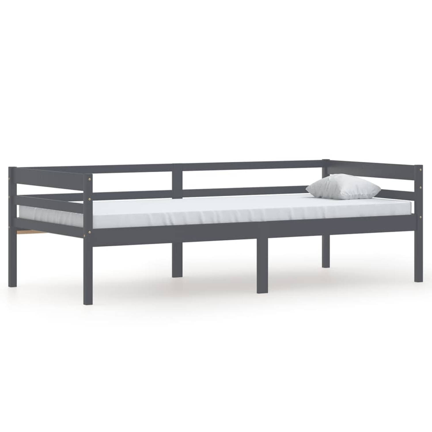 The Living Store Bedframe massief grenenhout donkergrijs 90x200 cm - Bedframe - Bedframe - Bed Frame - Bed Frames - Bed - Bedden - 1-persoonsbed - 1-persoonsbedden - Eenpersoons Be