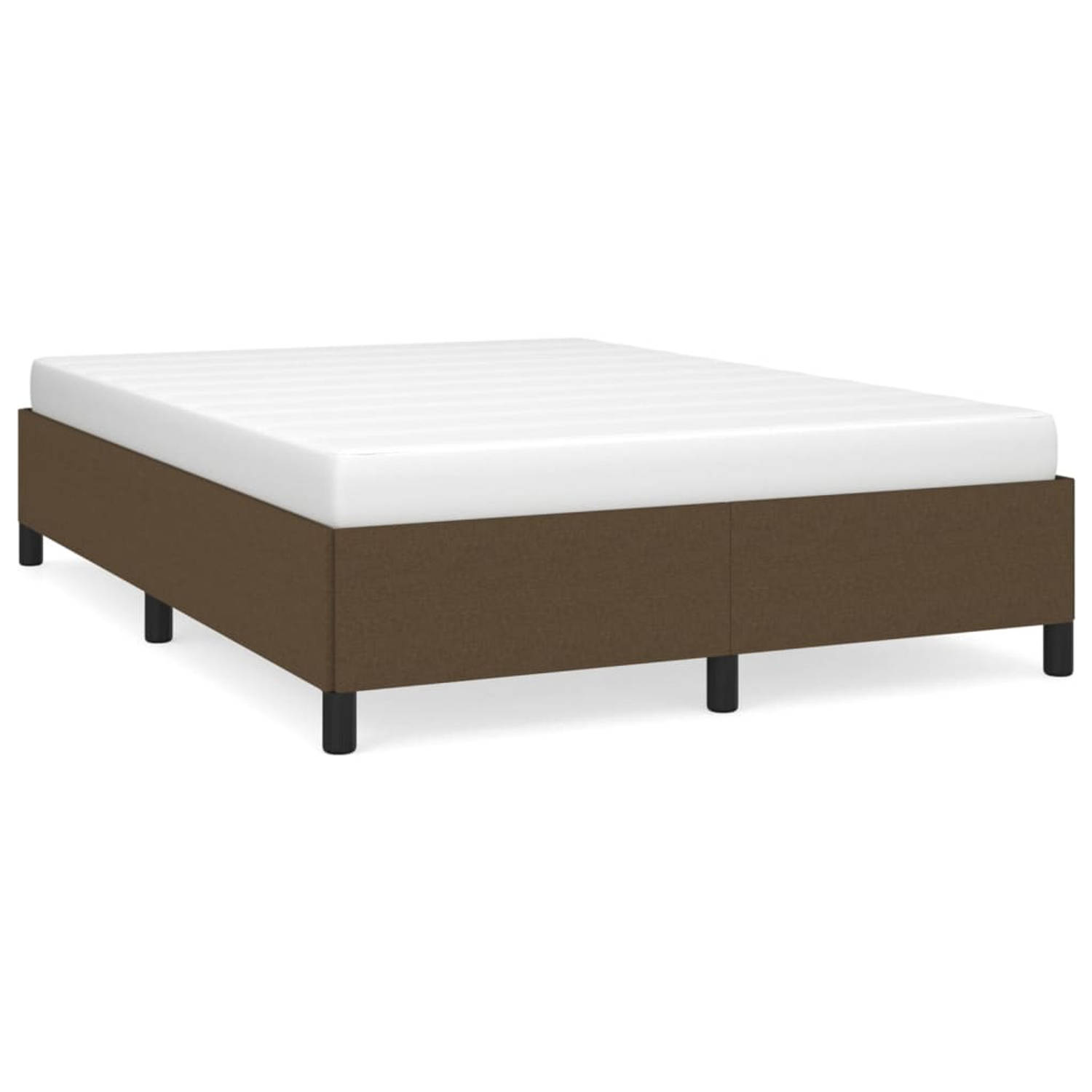 The Living Store Bedframe stof donkerbruin 140x190 cm - Bed