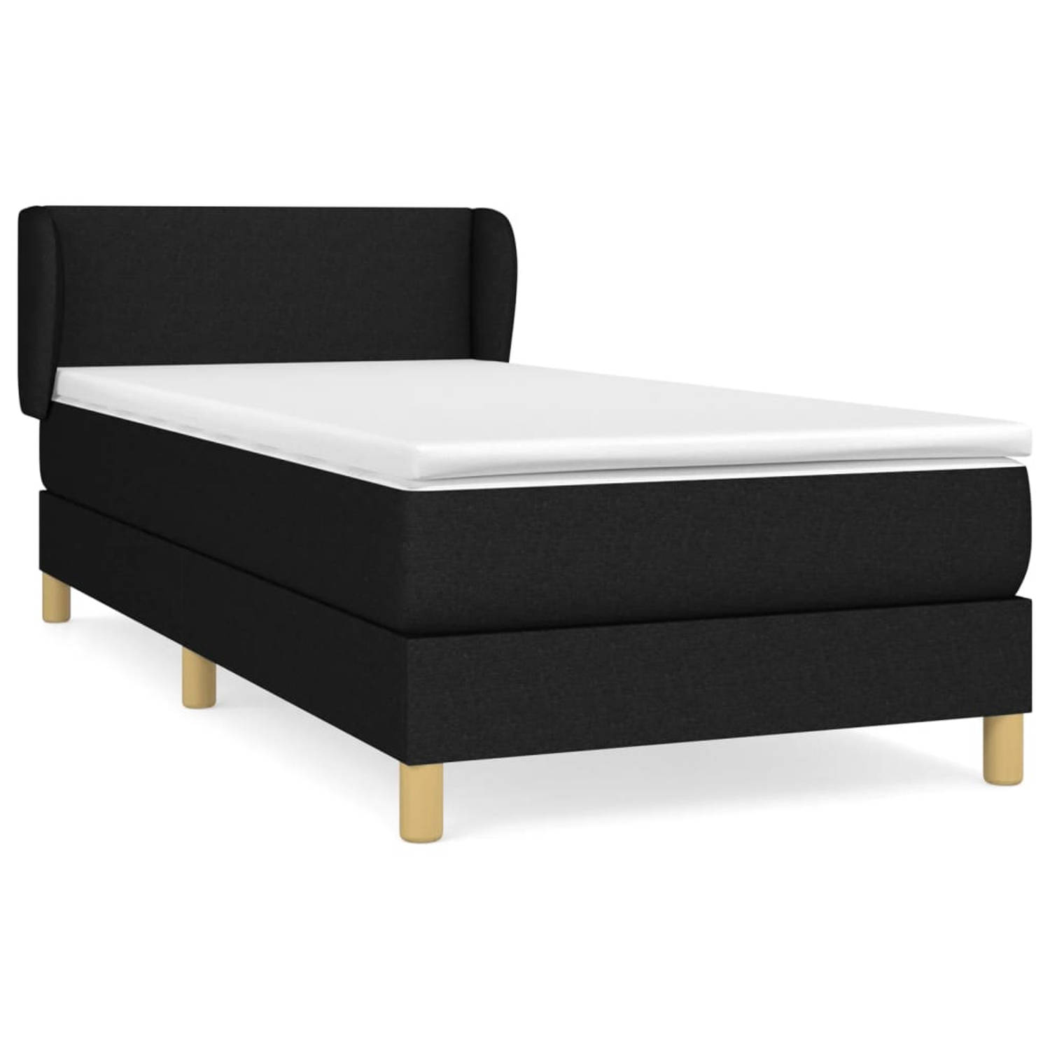 The Living Store Boxspring met matras stof zwart 90x200 cm - Boxspring - Boxsprings - Bed - Slaapmeubel - Boxspringbed - Boxspring Bed - Tweepersoonsbed - Bed Met Matras - Bedframe