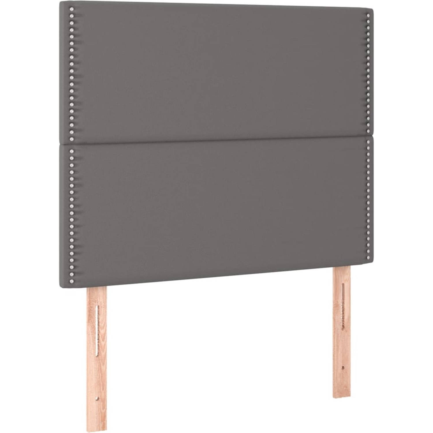 The Living Store Boxspringbed Grafiet grijs - 203 x 103 x 118/128 cm - Kunstleer - Pocketvering matras - Comfortabele ondersteuning - Huidvriendelijk topmatras - Hoogwaardig materi