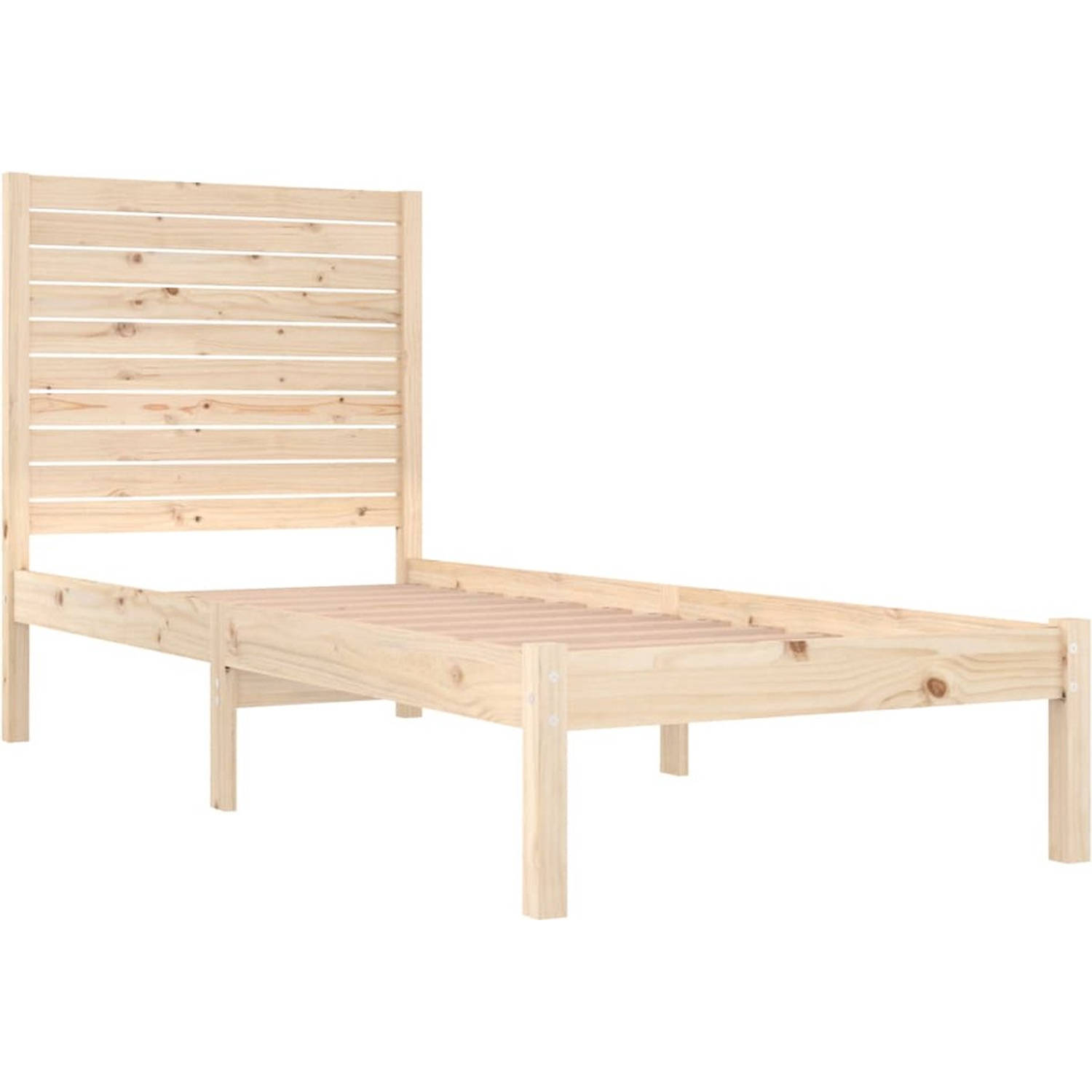 The Living Store Bedframe Grenenhout - Single - 195.5 x 96 x 100 cm - Rustiek uitstraling