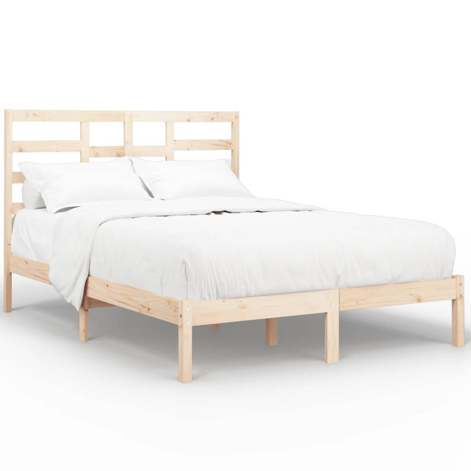 The Living Store Bedframe massief hout 135x190 cm 4FT6 Double - Bedframe - Bedframes - Bed - Bedbodem - Ledikant - Bed Frame - Massief Houten Bedframe - Slaapmeubel - Tweepersoonsb