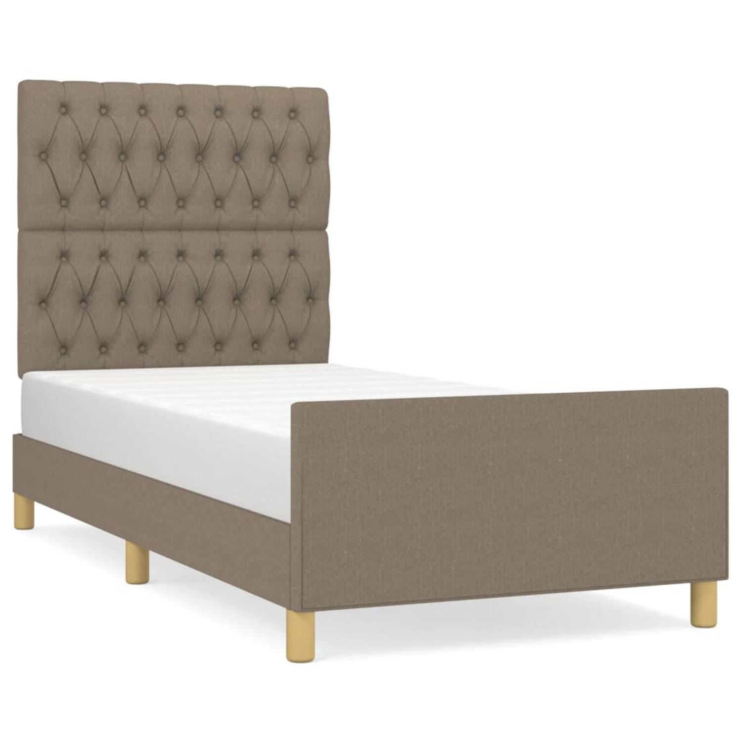 The Living Store Bedframe met hoofdeinde stof taupe 90x190 cm - Bedframe Met Hoofdeinde - Bedframes Met Hoofdeindes - Bed - Slaapmeubel - Ledikant - Bedbodem - Tweepersoonsbed - Be