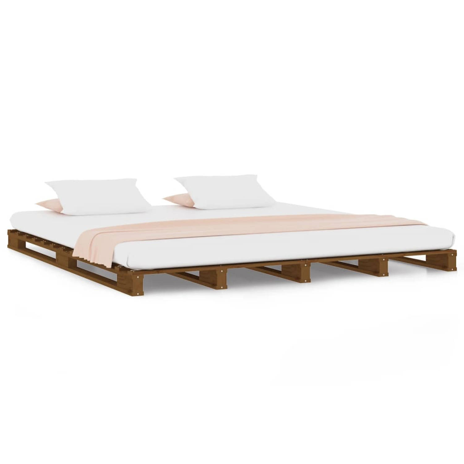 The Living Store Palletbed massief grenenhout honingbruin 120x200 cm - Palletbed - Palletbedden - Bed - Slaapkamermeubel - Bedframe - Eenpersoonsbed - Tweepersoonsbed - Houten Bed