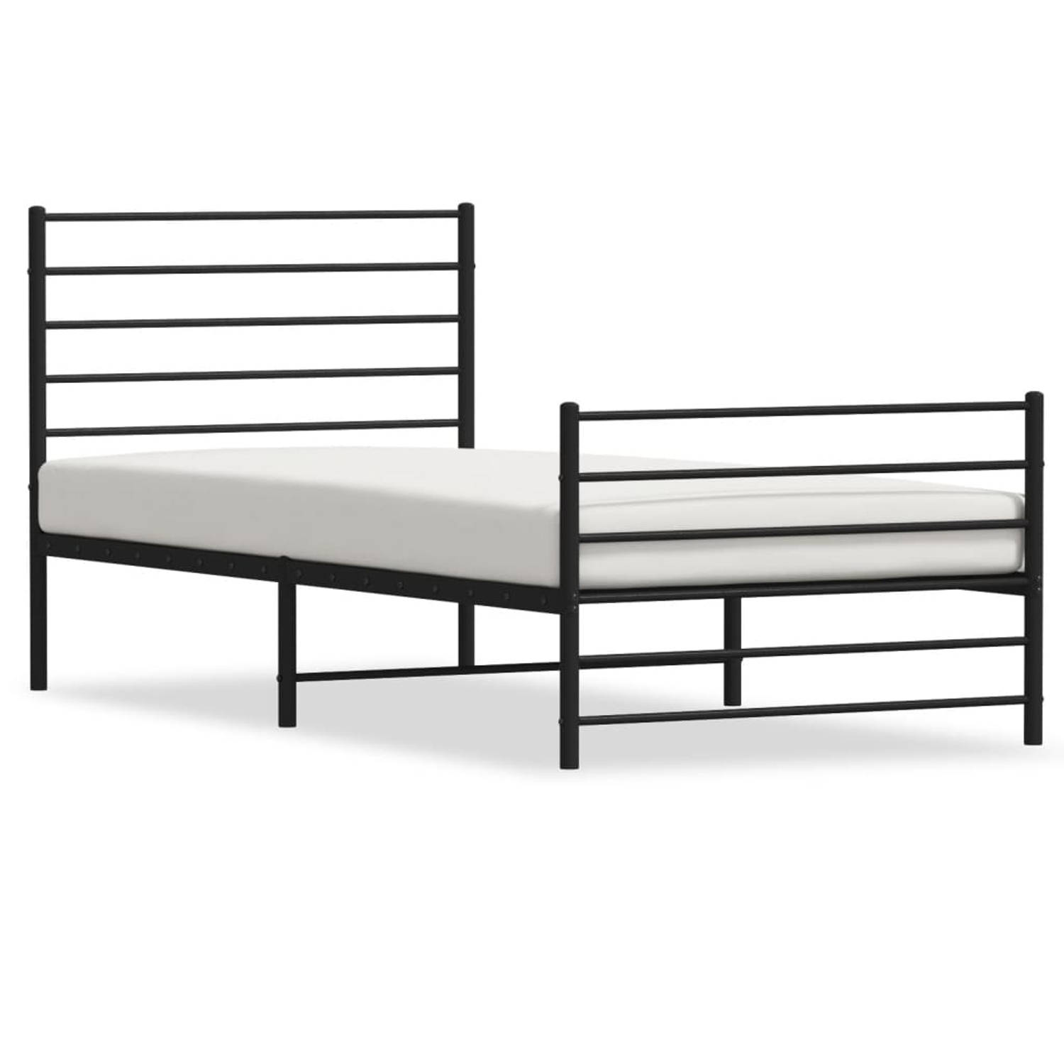 The Living Store Bedframe met hoofd- en voeteneinde metaal zwart 90x190 cm - Bed