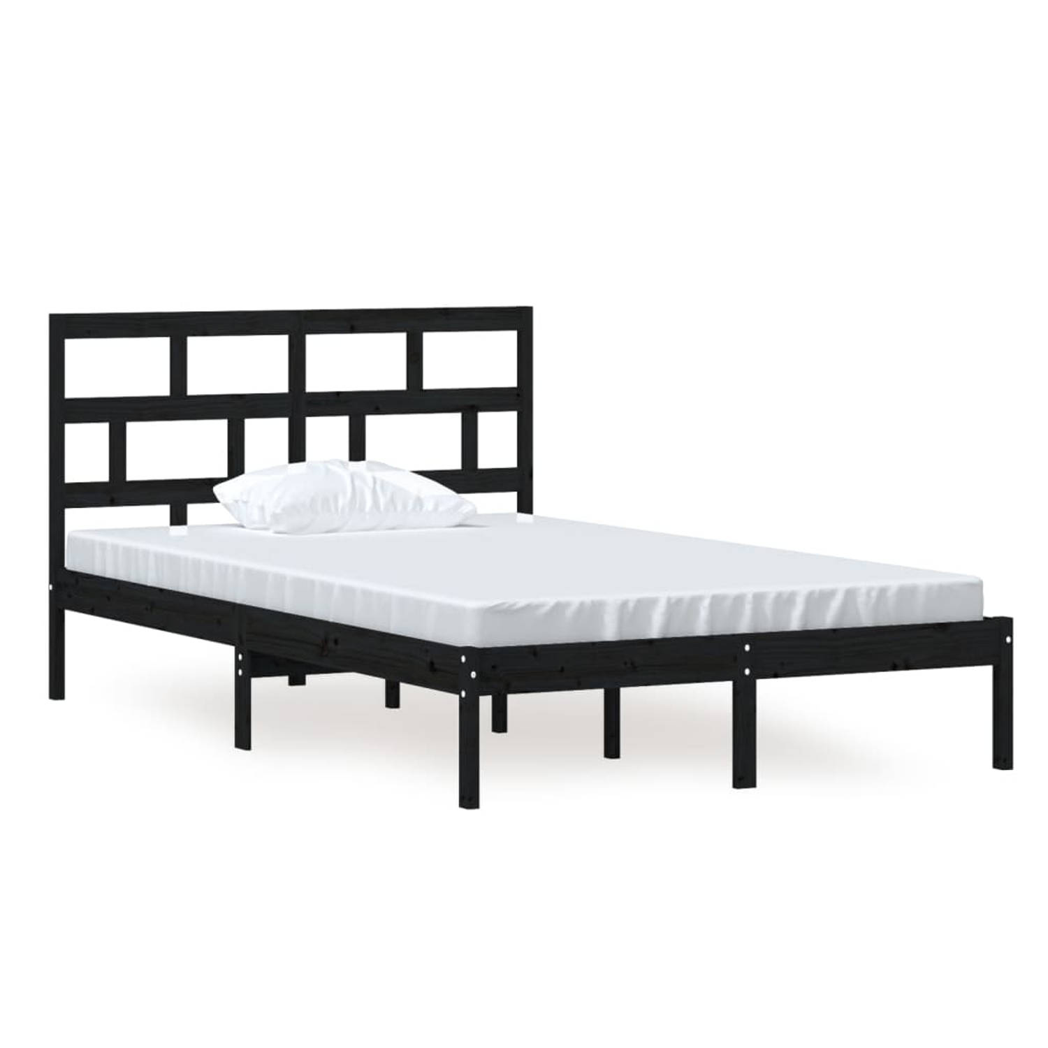 The Living Store Bedframe massief grenenhout zwart 120x200 cm - Bedframe - Bedframes - Bed - Bedbodem - Ledikant - Bed Frame - Massief Houten Bedframe - Slaapmeubel - Tweepersoonsb