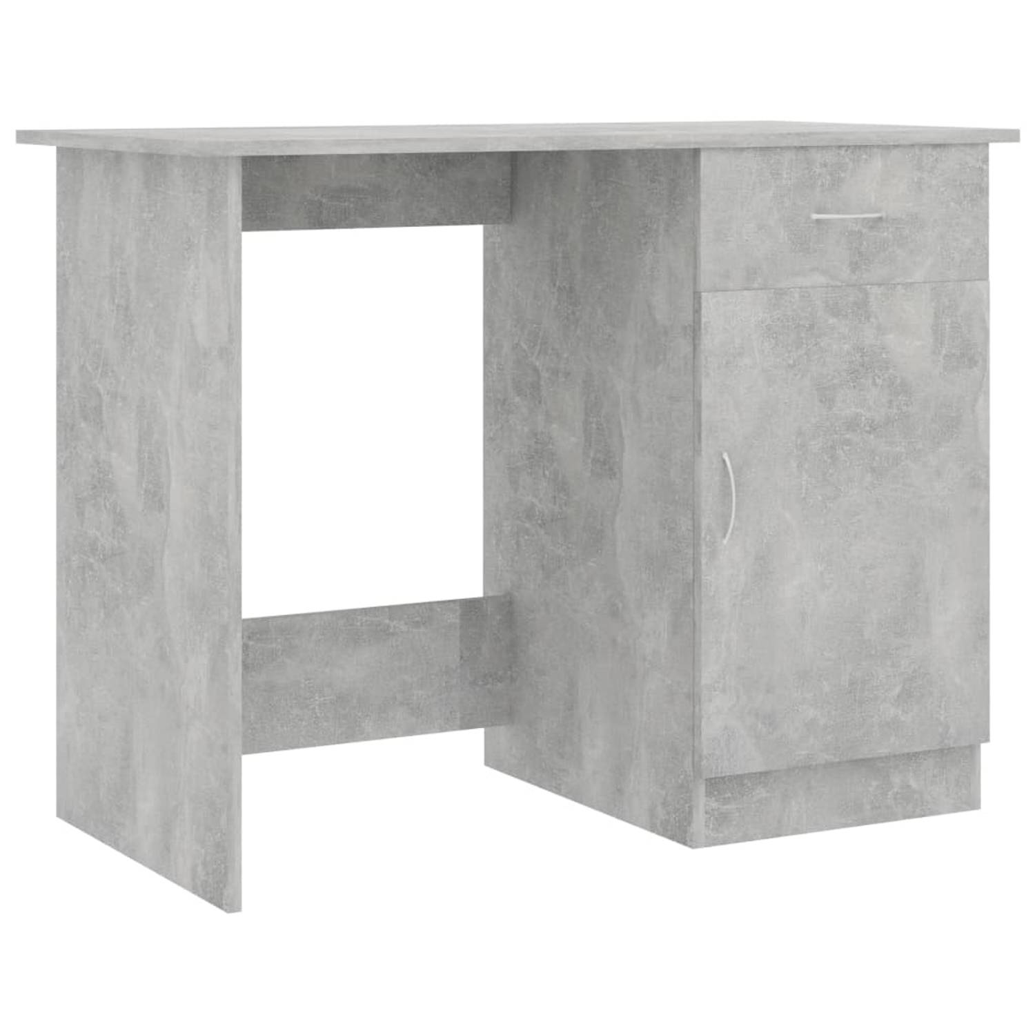 The Living Store Bureau 100x50x76 cm bewerkt hout betongrijs - Bureau