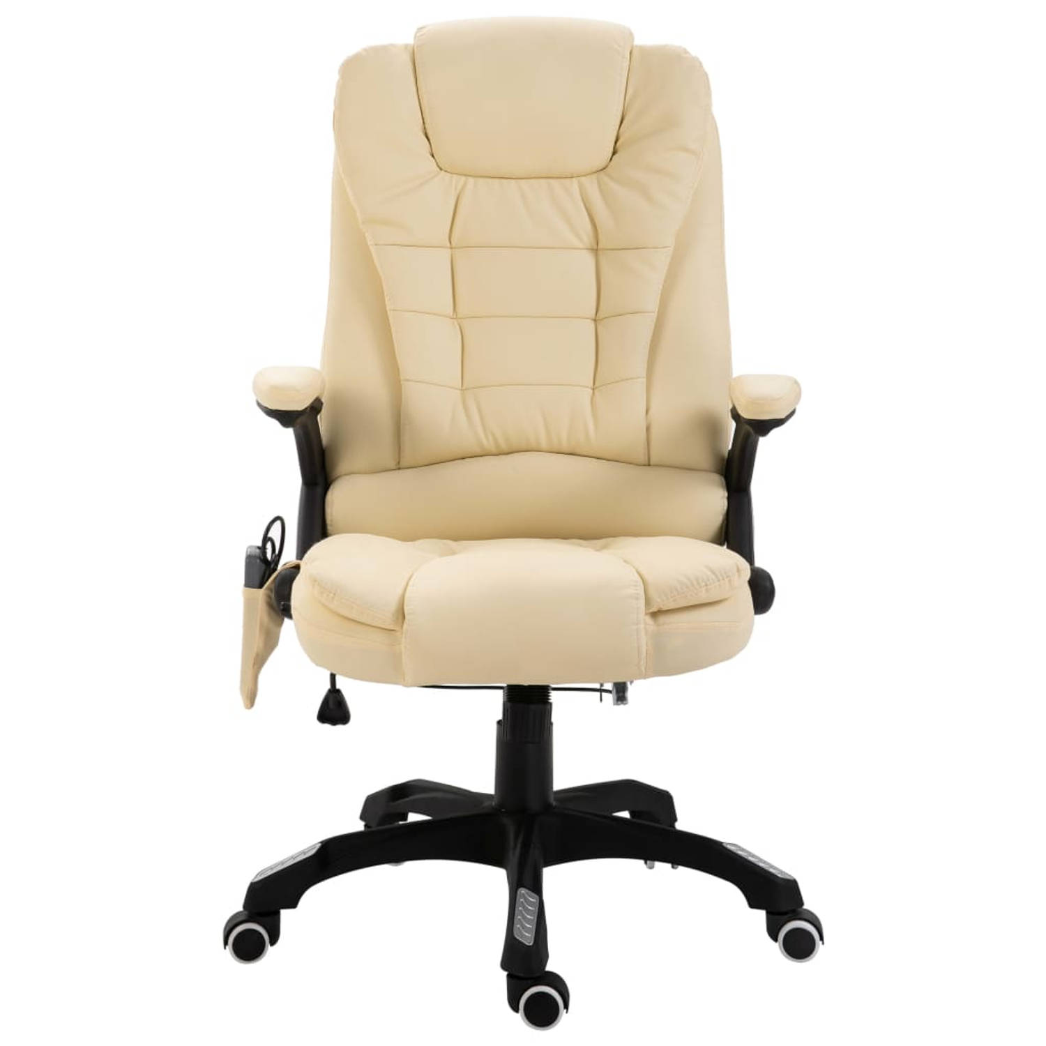 The Living Store Kantoorstoel Ergonomisch Crème 68 x 71 x (110-119) cm 6-punts massage verwarming