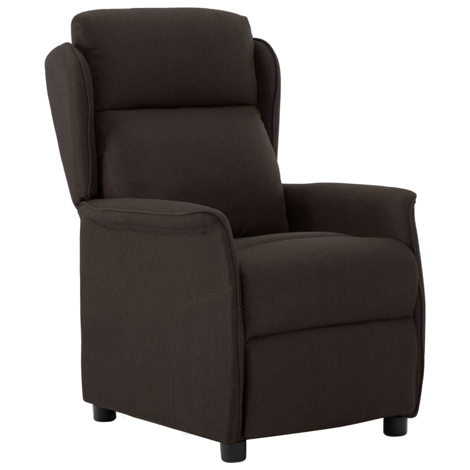 The Living Store Leunstoel stof donkerbruin - Fauteuil