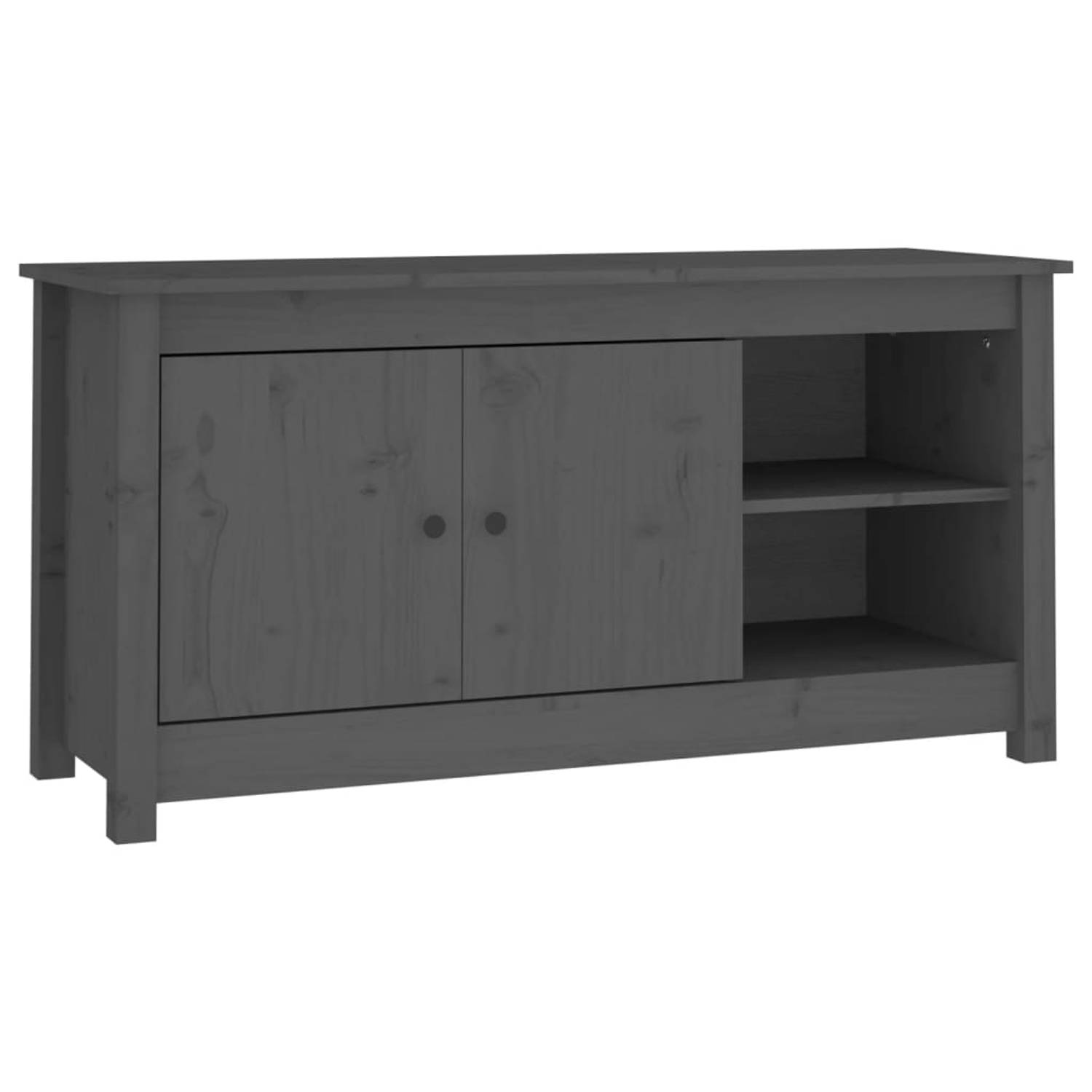 The Living Store TV-meubel Grenenhout 103x36.5x52 cm Grijs