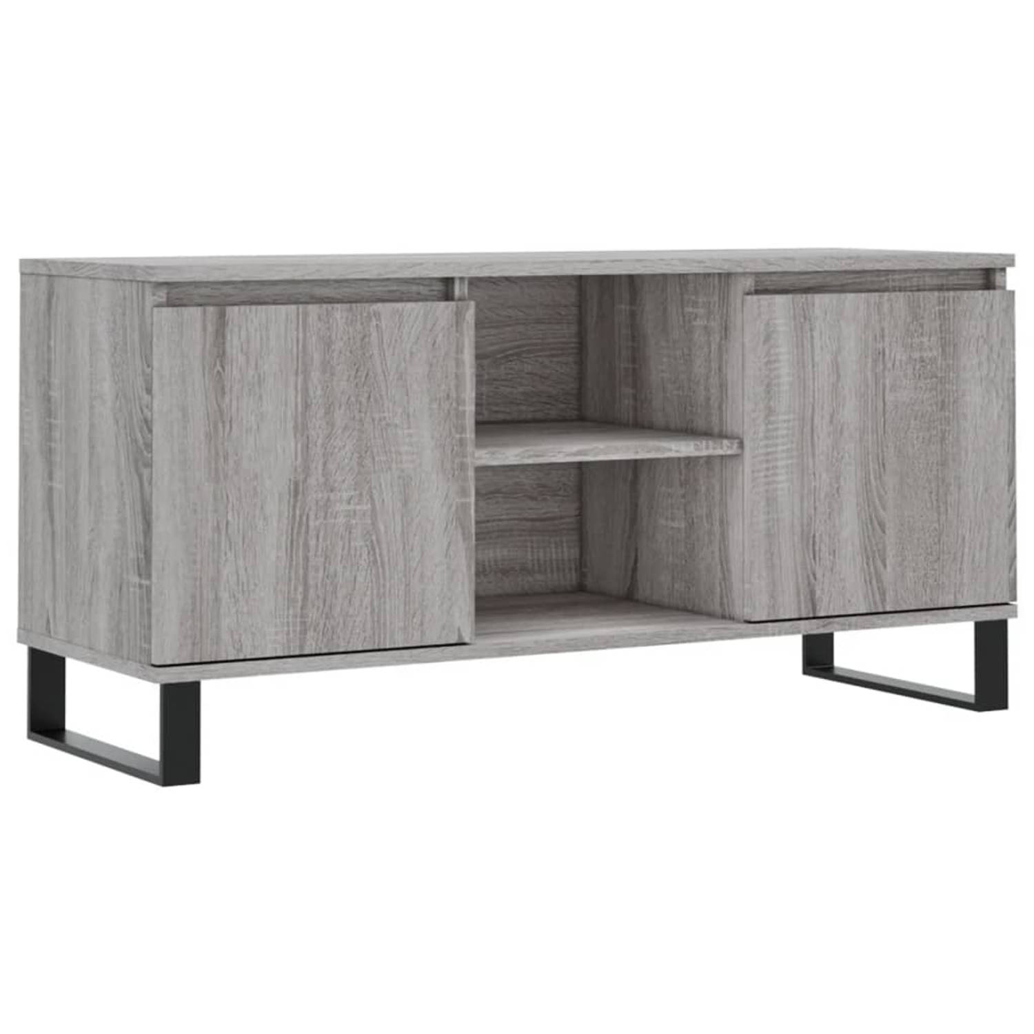 The Living Store Tv-meubel 104x35x50 cm bewerkt hout grijs sonoma eikenkleurig - Kast