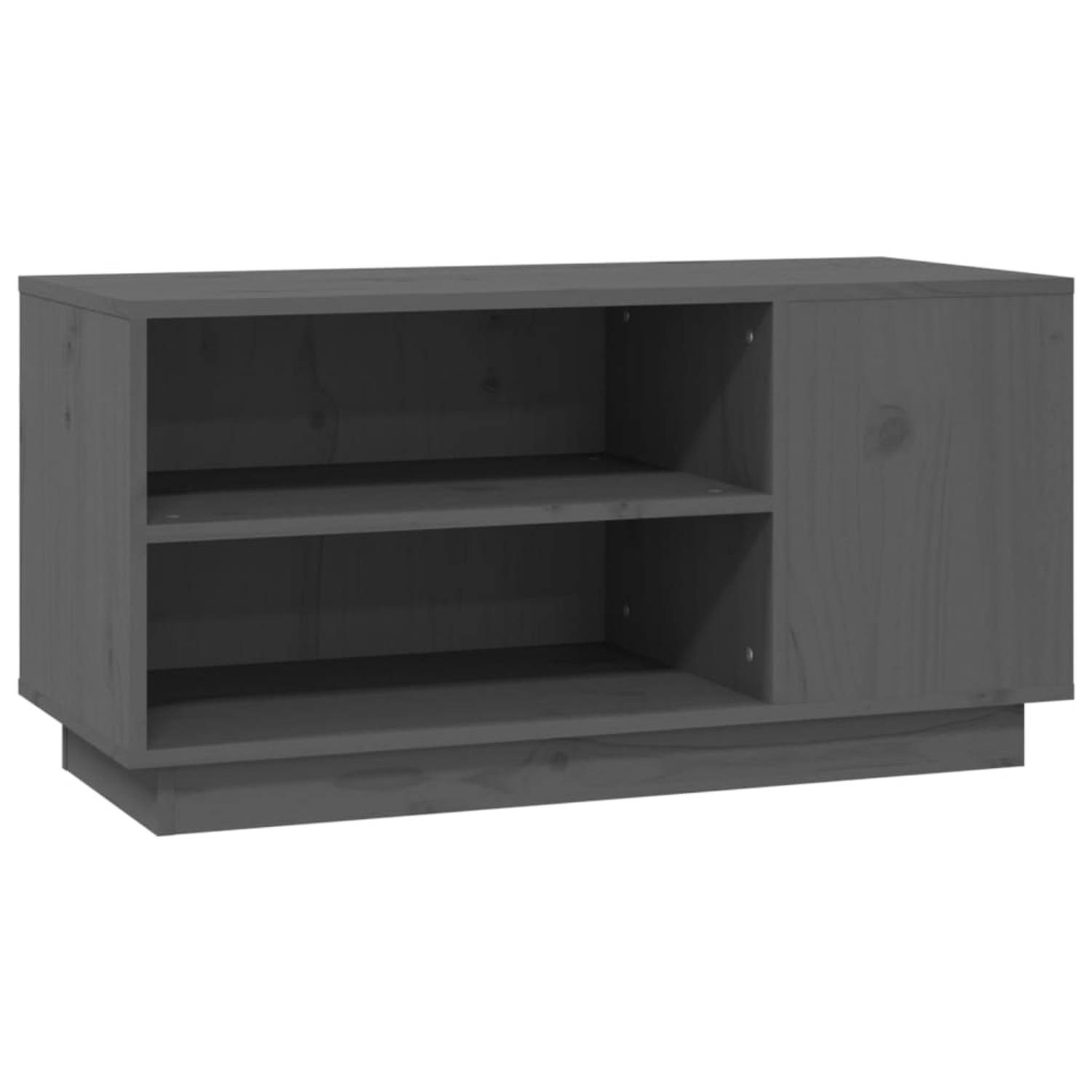 The Living Store Tv-meubel 80x35x40-5 cm massief grenenhout grijs - Kast