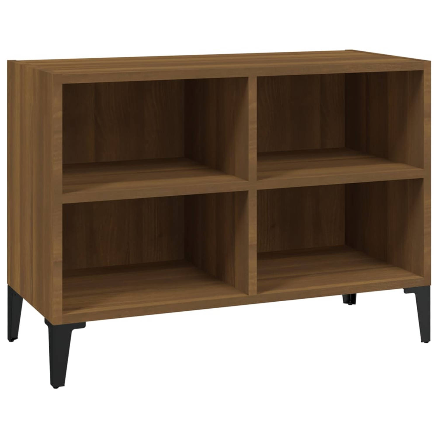 The Living Store Tv-meubel met metalen poten 69-5x30x50 cm bruineikenkleurig - Kast