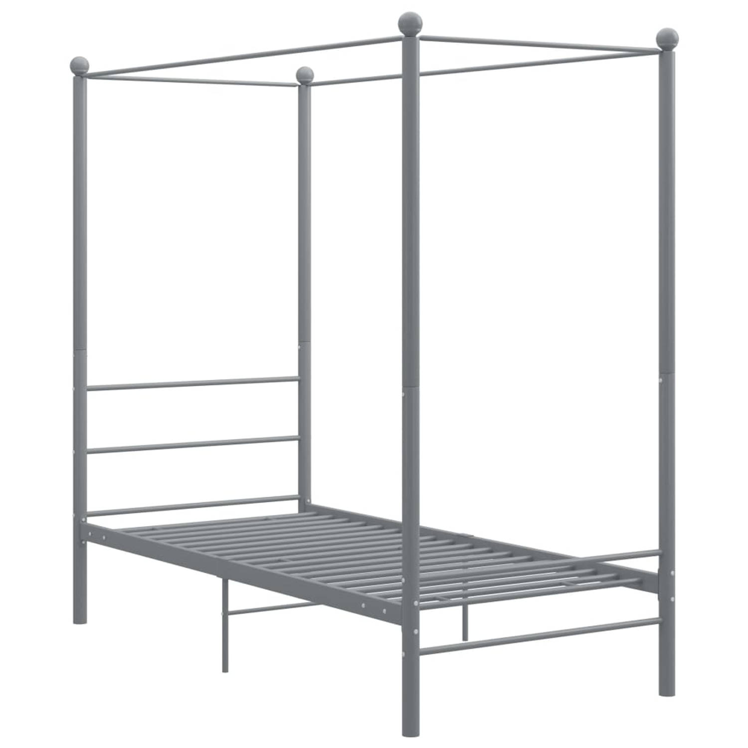 The Living Store Hemelbedframe metaal grijs 100x200 cm - Bedframe - Bedframe - Bed Frame - Bed Frames - Bed - Bedden - Metalen Bedframe - Metalen Bedframes - 1-persoonsbed - 1