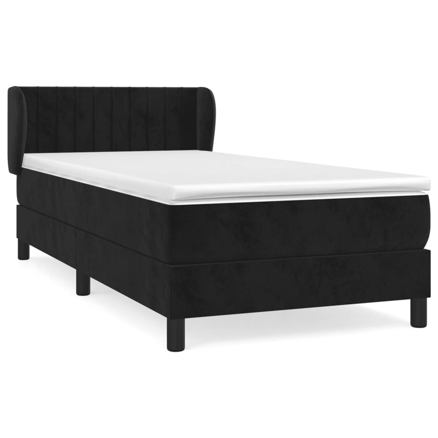 The Living Store Boxspring met matras fluweel zwart 100x200 cm - Bed