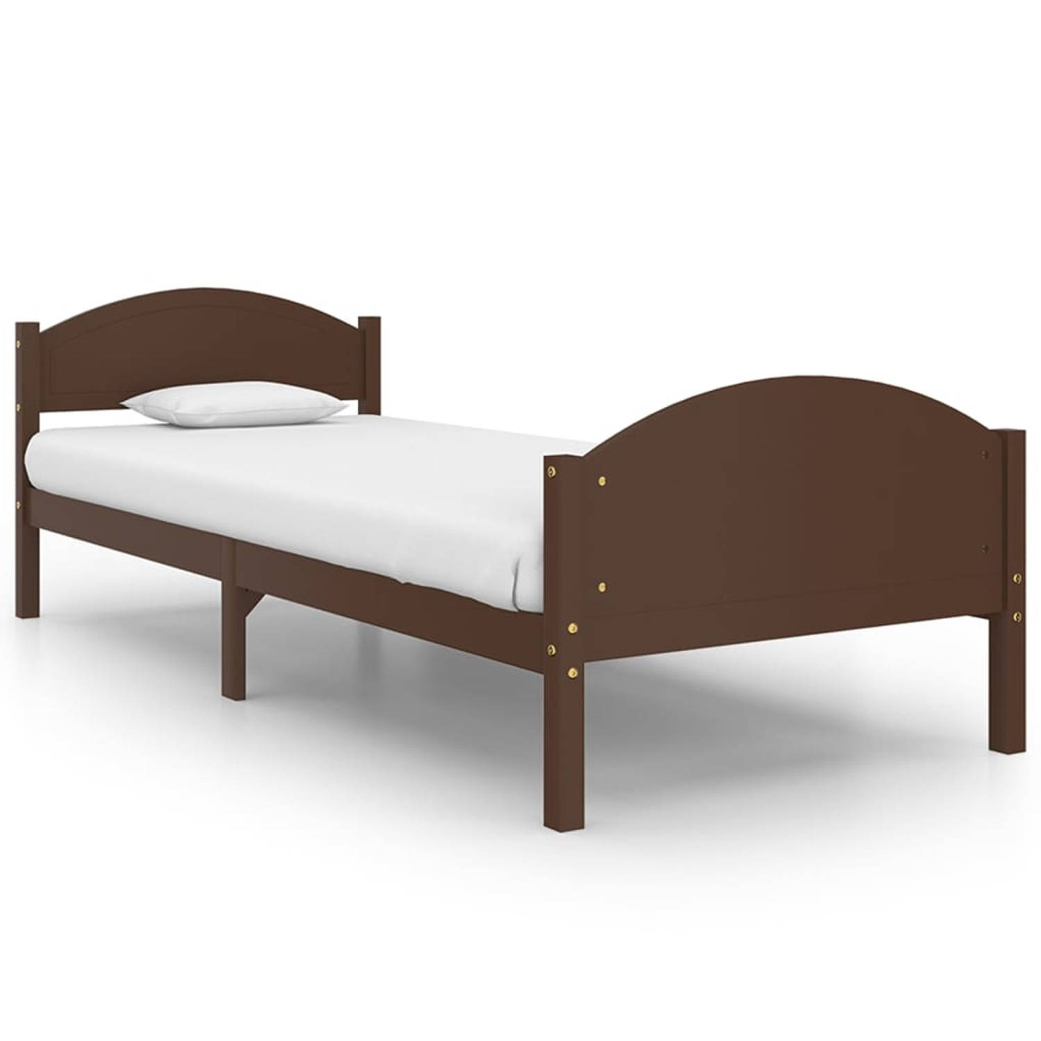 The Living Store Bedframe massief grenenhout donkerbruin 90x200 cm - Bedframe - Bedframe - Bed Frame - Bed Frames - Bed - Bedden - Lattenbodem - Lattenbodems - Bed Met Lattenbodem