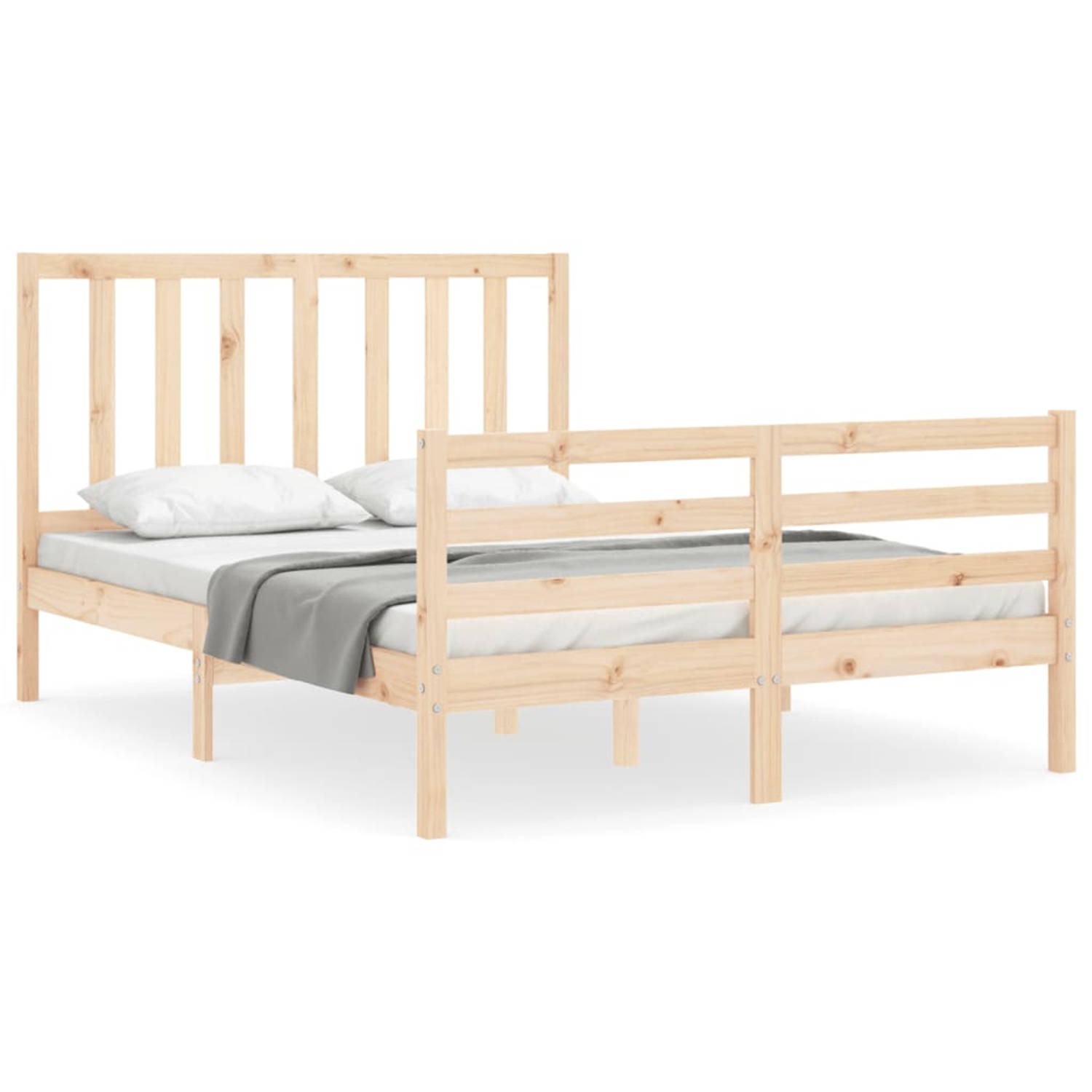 The Living Store Bedframe met hoofdbord massief hout 4FT6 Double - Bedframe - Bedframes - Bed - Tweepersoonsbed - Slaapkamermeubel - Houten Bedframe - Houten Bed - Bedbodem - Massi