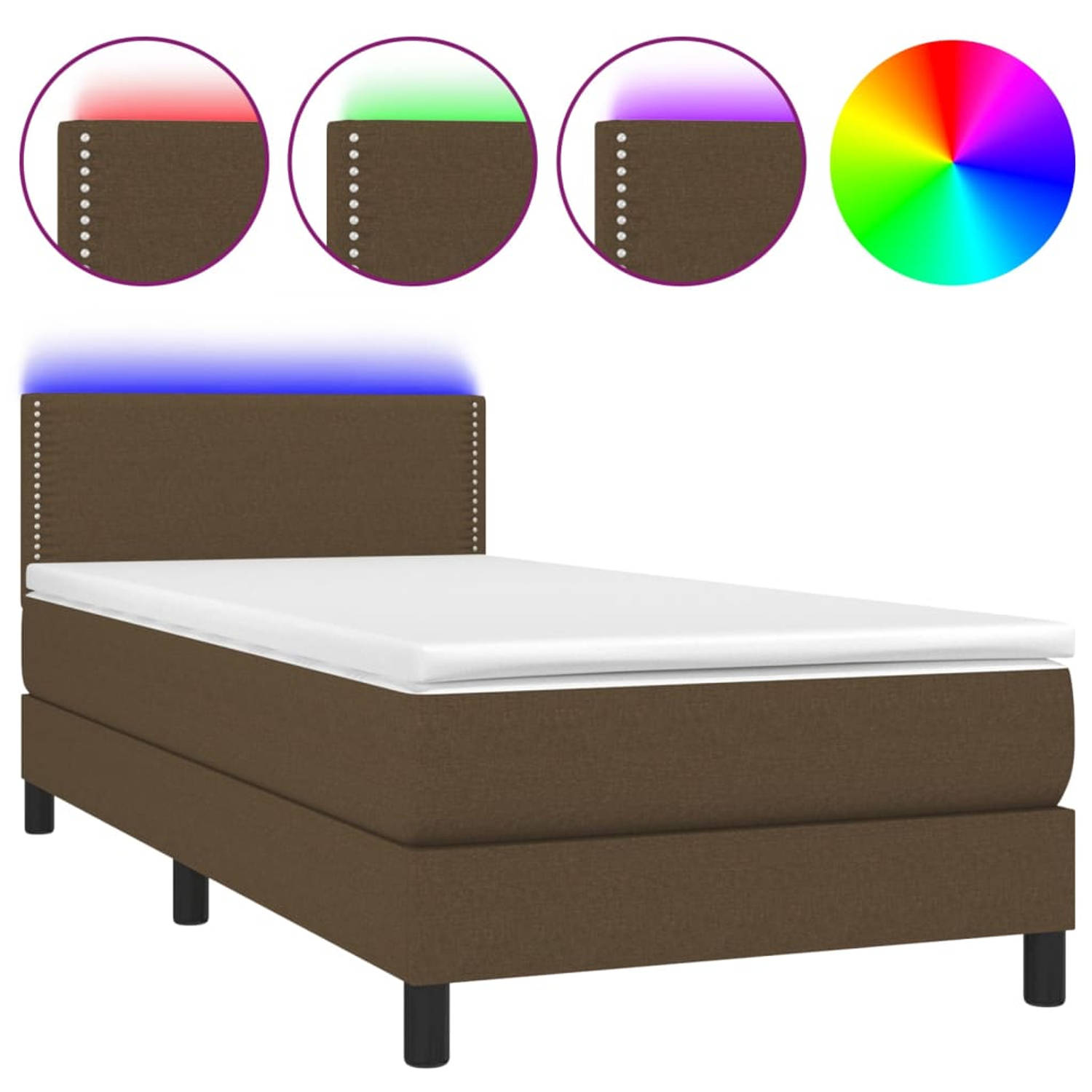 The Living Store Boxspring - LED-verlichting - Duurzaam - Verstelbaar hoofdbord - Pocketvering matras - Huidvriendelijk