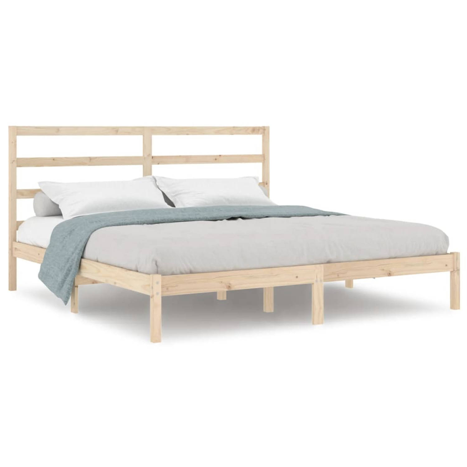 The Living Store Bedframe massief grenenhout 200x200 cm - Bedframe - Bedframes - Bed - Bedbodem - Ledikant - Bed Frame - Massief Houten Bedframe - Slaapmeubel - Tweepersoonsbed - B