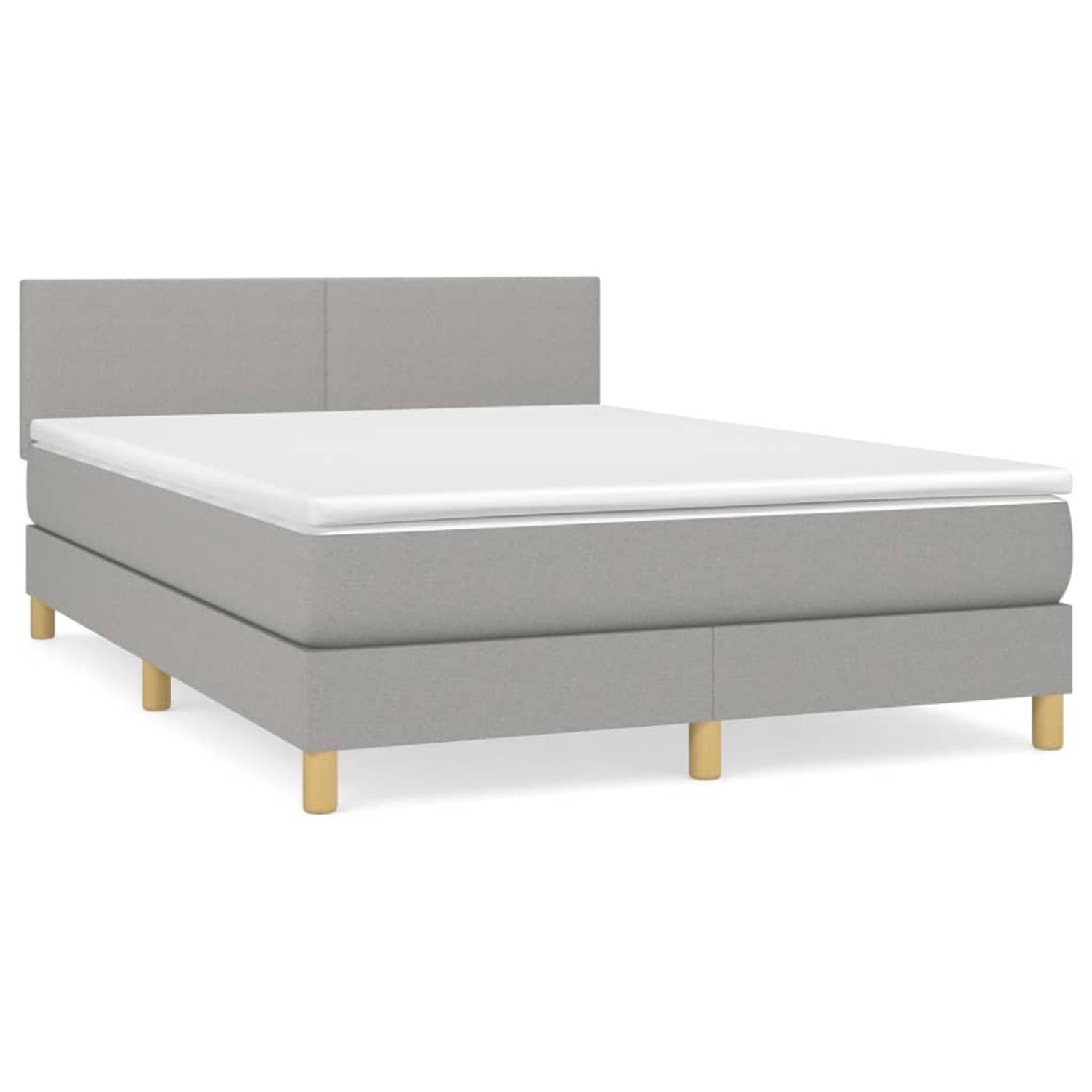 The Living Store Boxspring met matras stof lichtgrijs 140x190 cm - Boxspring - Boxsprings - Bed - Slaapmeubel - Boxspringbed - Boxspring Bed - Tweepersoonsbed - Bed Met Matras - Be