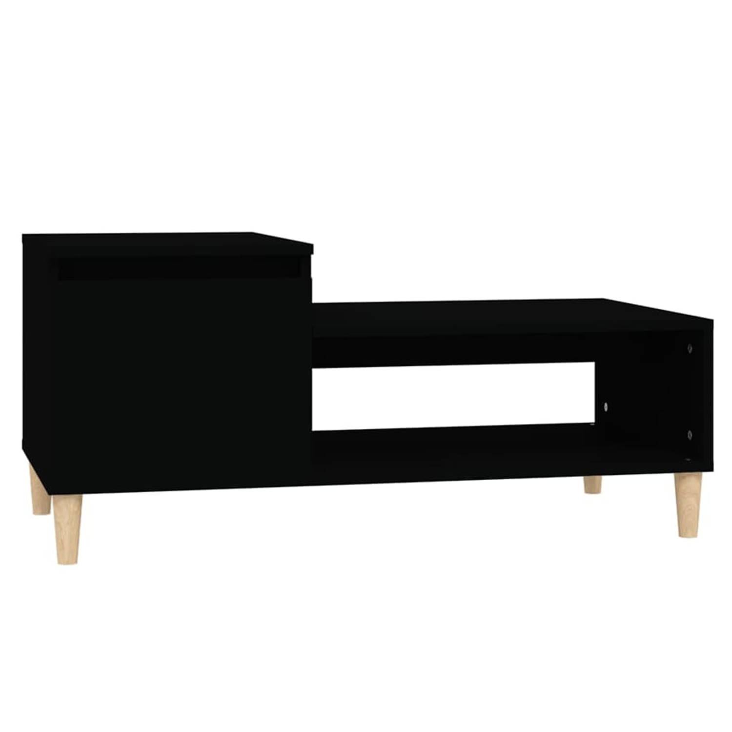 The Living Store Salontafel 100x50x45 cm bewerkt hout zwart - Tafel