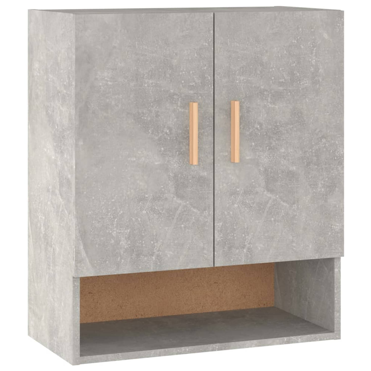 The Living Store Wandkast 60x31x70 cm bewerkt hout betongrijs - Kast