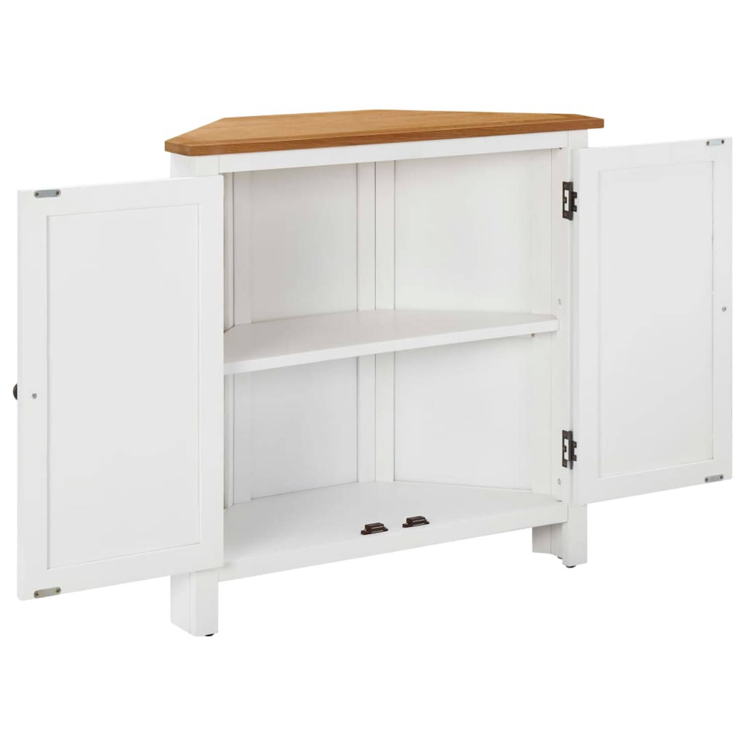 The Living Store Hoekkast 80x33-5x78 cm massief eikenhout - Kast