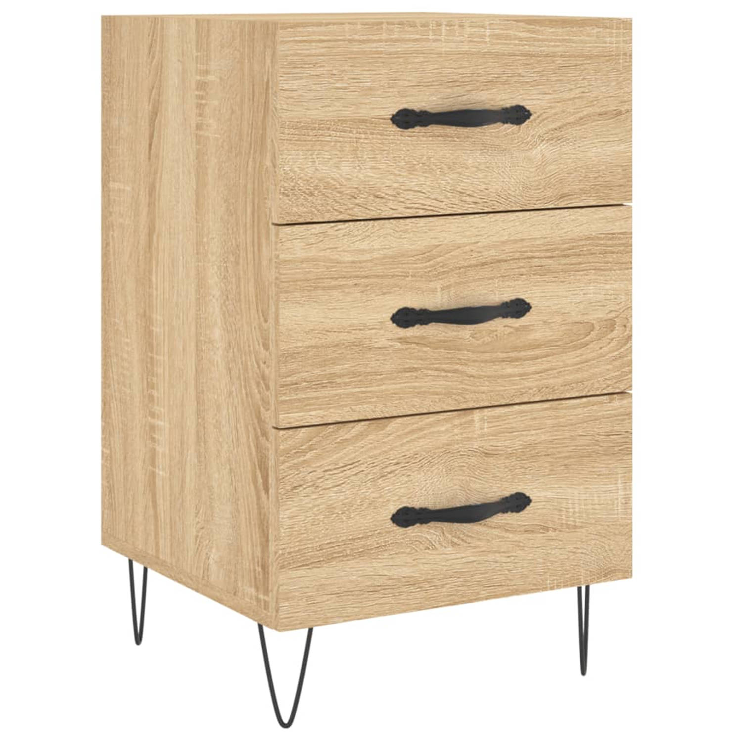 The Living Store Nachtkastje 40x40x66 cm bewerkt hout sonoma eikenkleurig - Kast