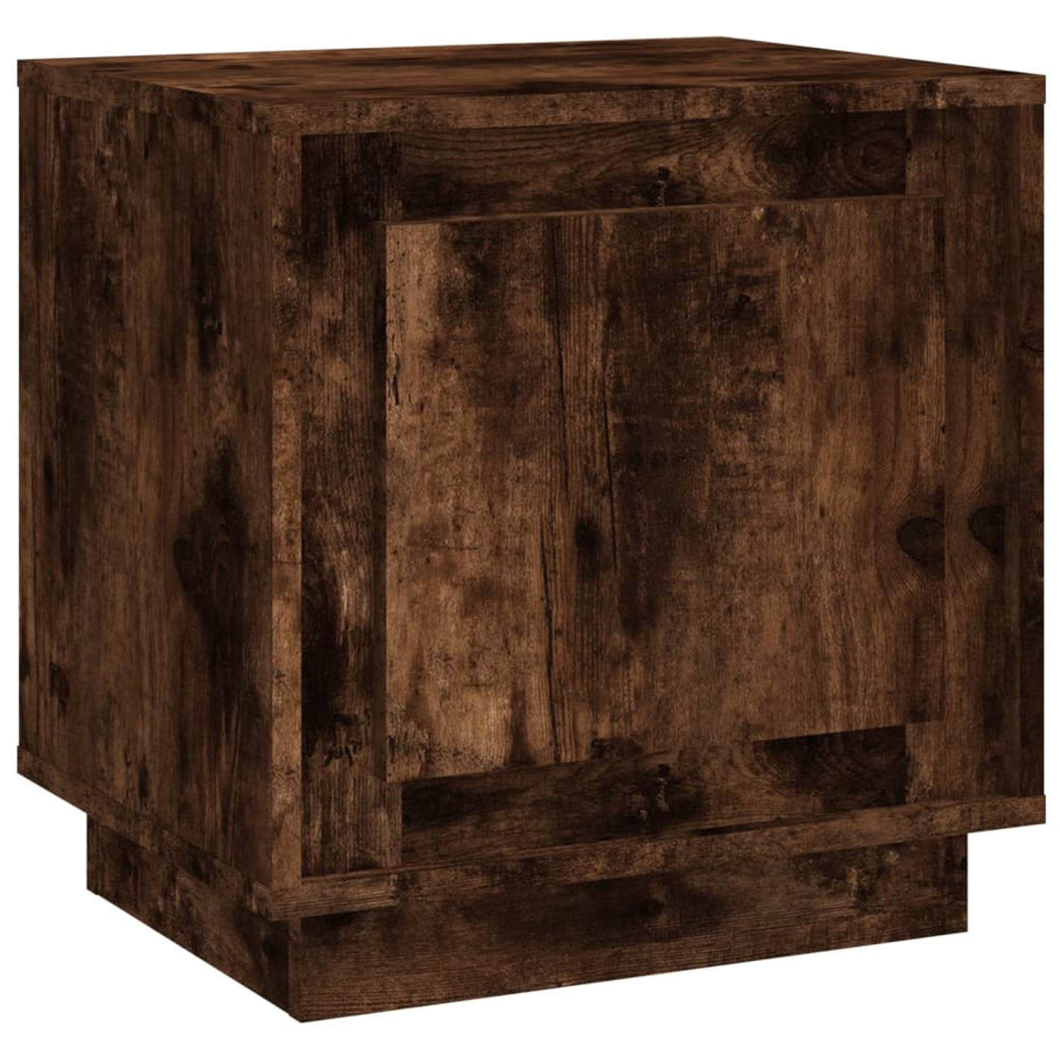 The Living Store Nachtkastje 44x35x45 cm bewerkt hout gerookt eikenkleurig - Kast