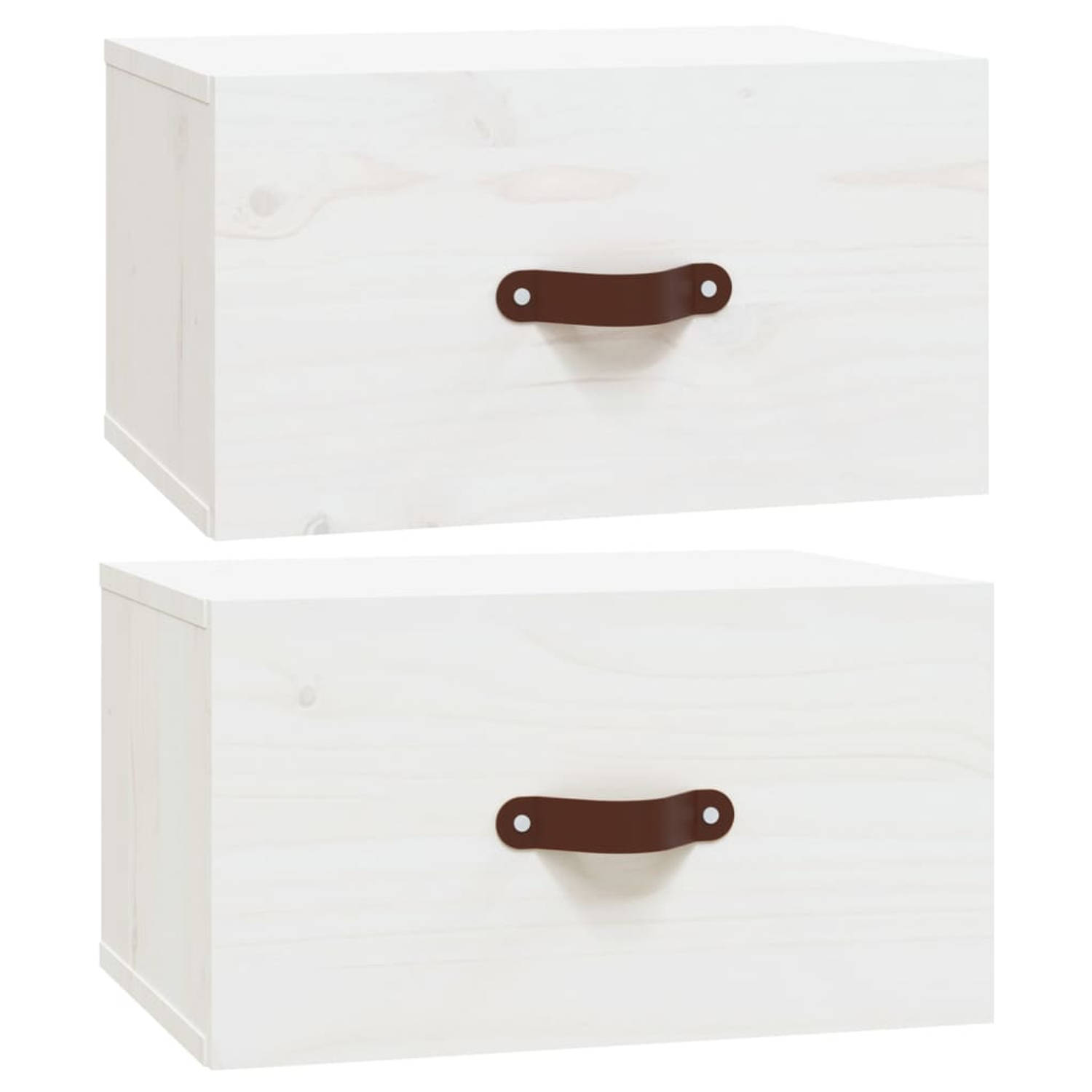 The Living Store Nachtkastjes 2 st wandgemonteerd 40x29-5x22 cm wit - Kast