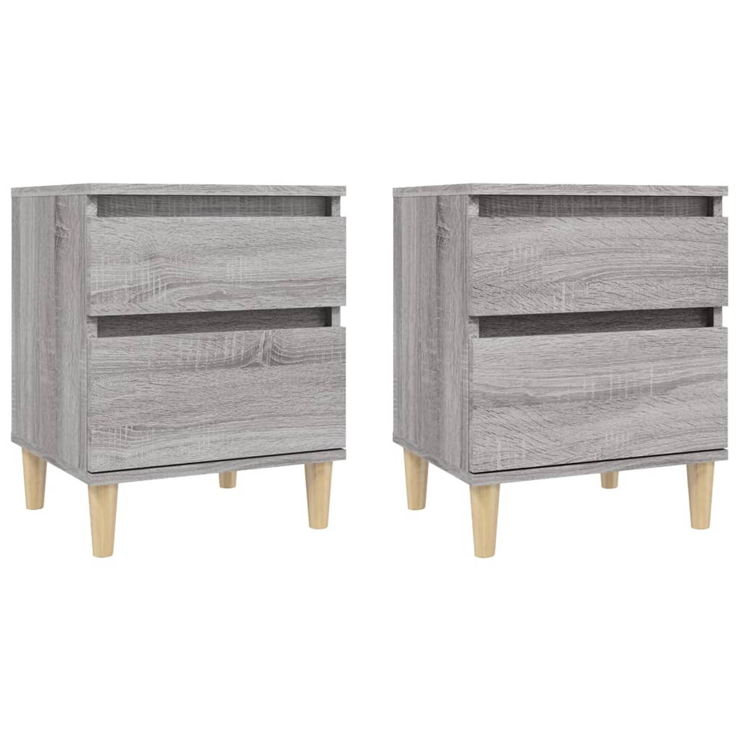 The Living Store Nachtkastjes 2 st 40x35x50 cm grijs sonoma eikenkleurig - Kast