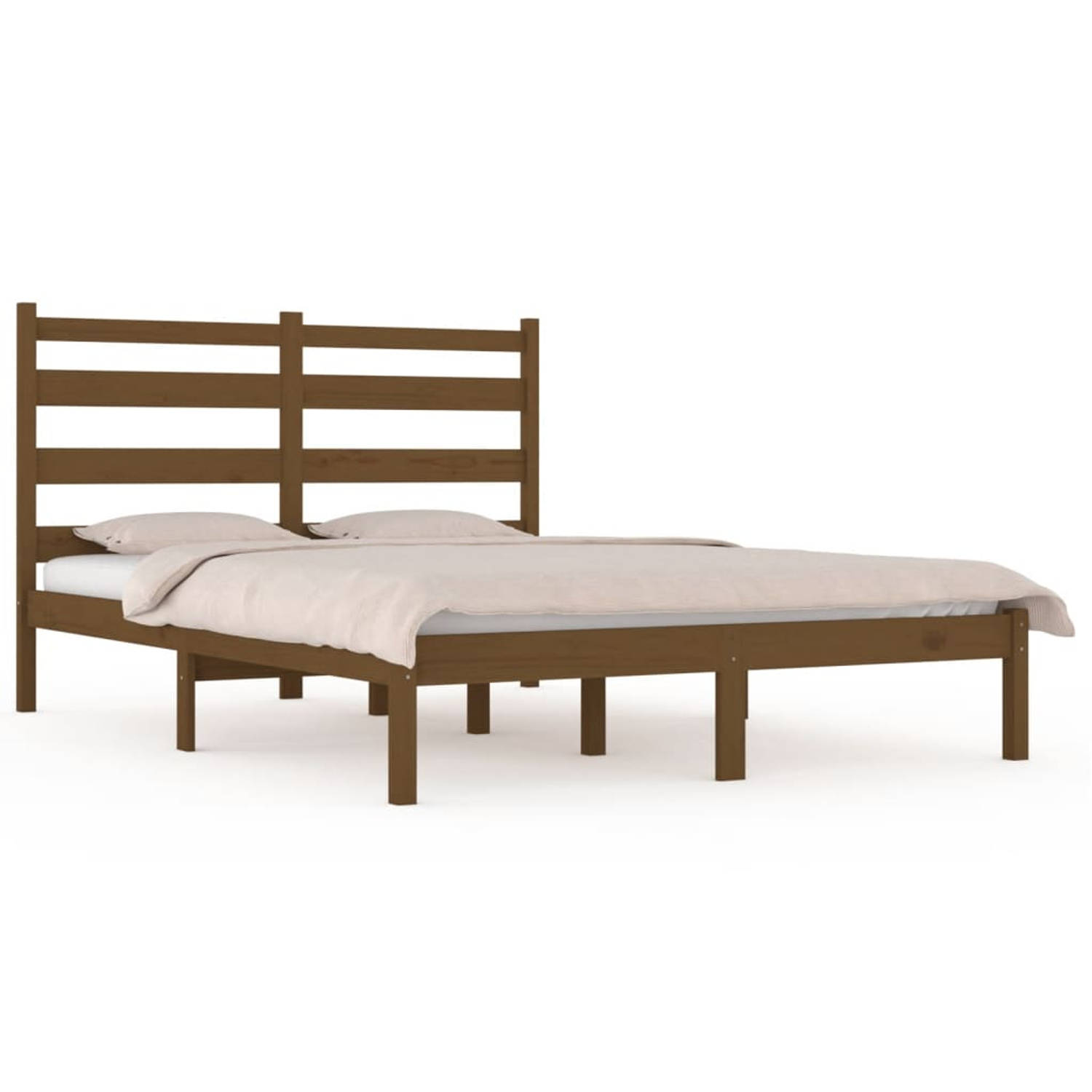 The Living Store Bedframe grenenhout honingbruin 120x190 cm 4FT Small Double - Bedframe - Bedframes - Tweepersoonsbed - Bed - Bedombouw - Dubbel Bed - Frame - Bed Frame - Ledikant