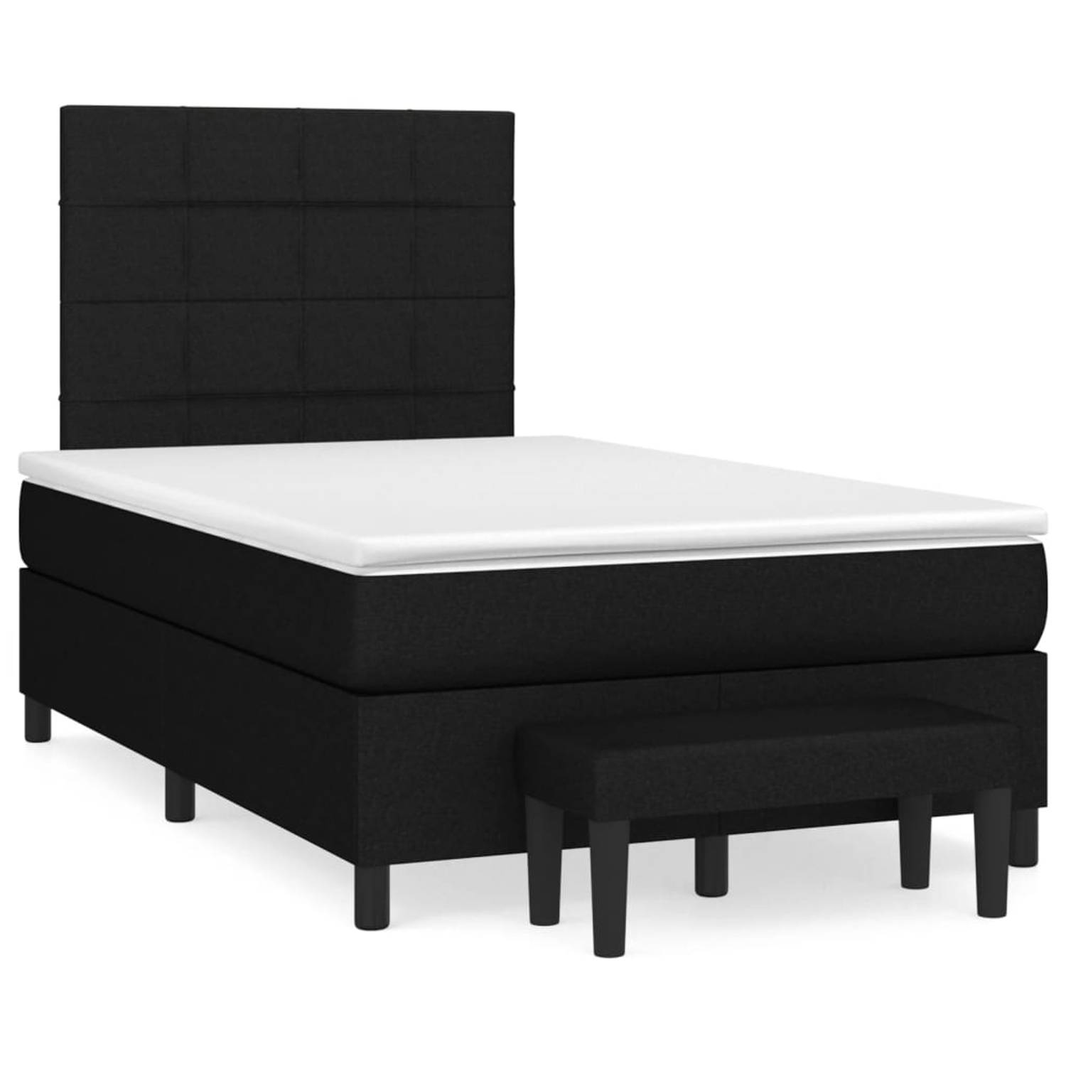 The Living Store Boxspring met matras stof zwart 120x200 cm - Bed