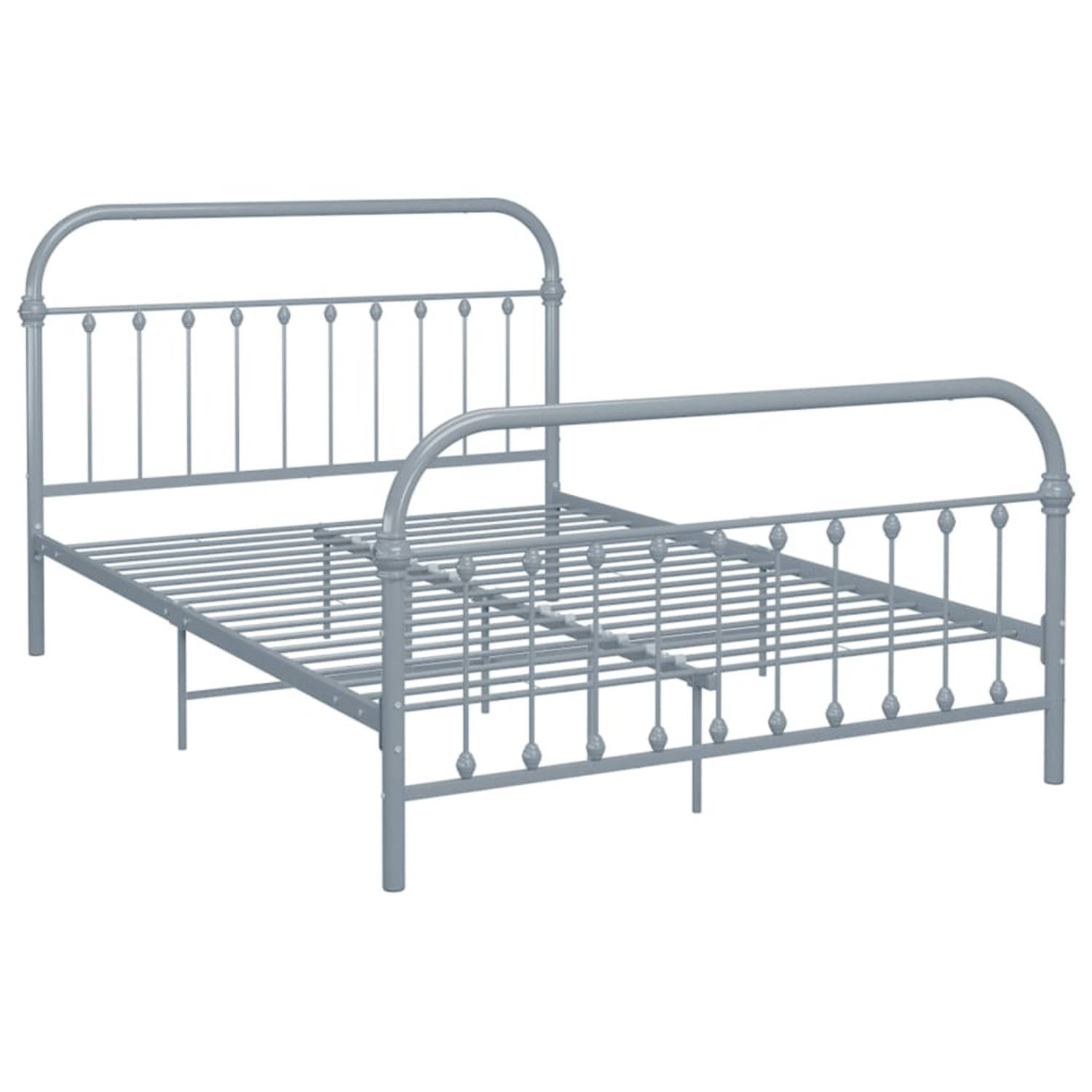 The Living Store Bedframe metaal grijs 140x200 cm - Bedframe - Bedframes - Tweepersoonsbed - Tweepersoonsbedden - Bed - Bedden - Bedombouw - Bedombouwen - Frame - Frames - Slaapmeu