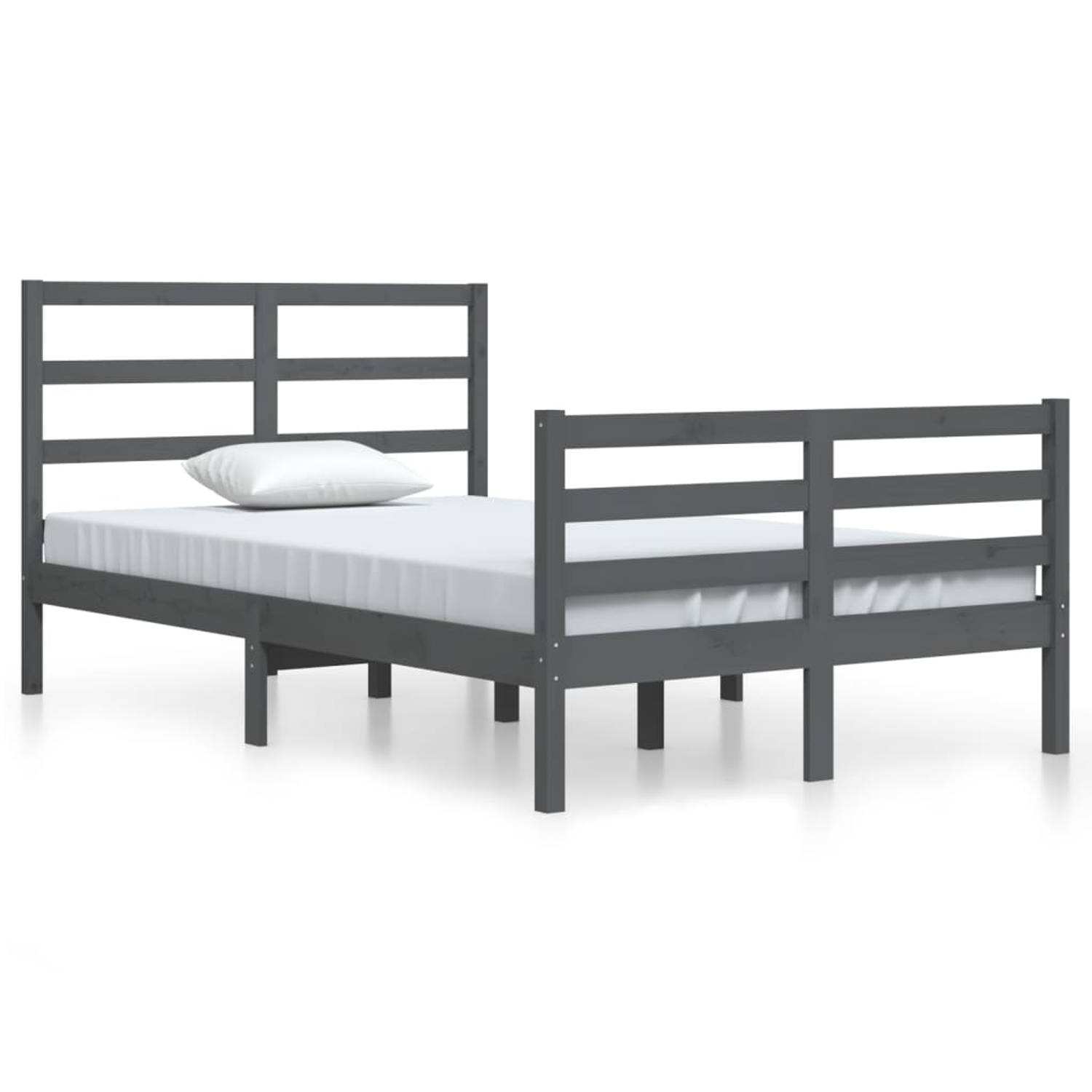 The Living Store Bedframe massief grenenhout grijs 120x200 cm - Bedframe - Bedframes - Bed - Bedbodem - Ledikant - Bed Frame - Massief Houten Bedframe - Slaapmeubel - Bedden - Bedb