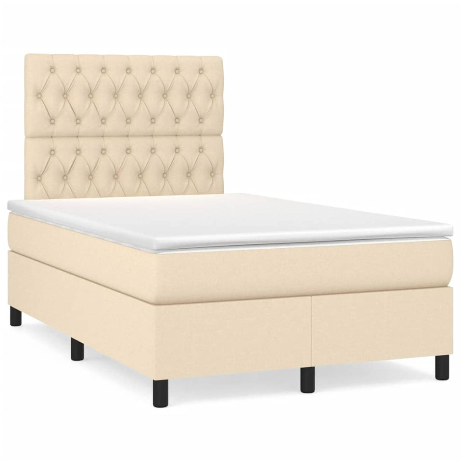 The Living Store Boxspring met matras stof crèmekleurig 120x200 cm - Boxspring - Boxsprings - Bed - Slaapmeubel - Boxspringbed - Boxspring Bed - Tweepersoonsbed - Bed Met Matras -