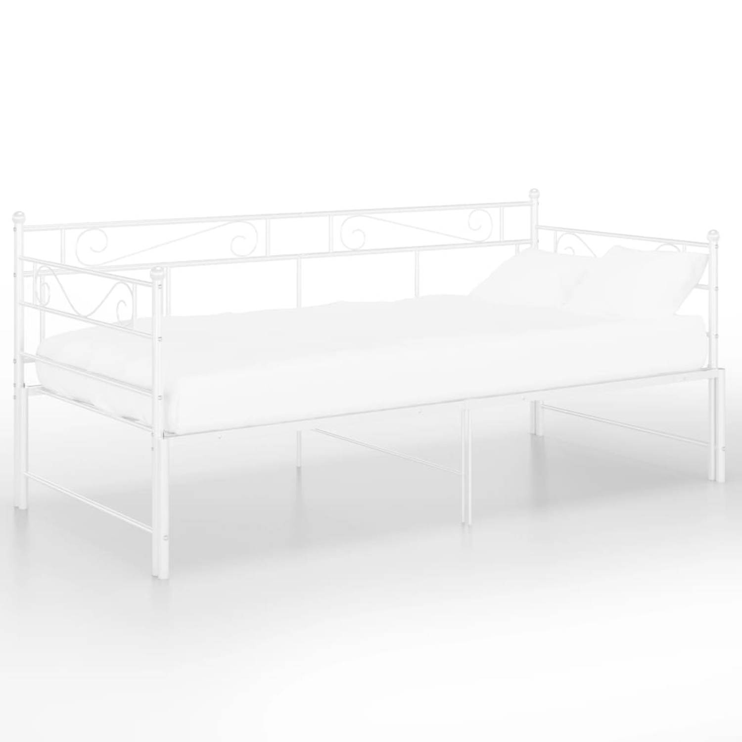 The Living Store Slaapbankframe uittrekbaar metaal wit 90x200 cm - Bed