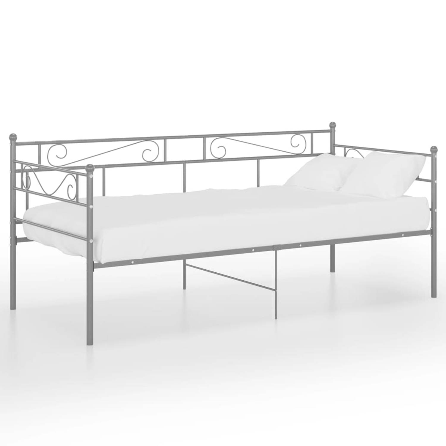 The Living Store Slaapbankframe metaal grijs 90x200 cm - Bedbankframe - Bedbankframes - Slaapbankframe - Slaapbankframes - Bedframe - Bedframes - Ledikant - Ledikanten - Logeerbed