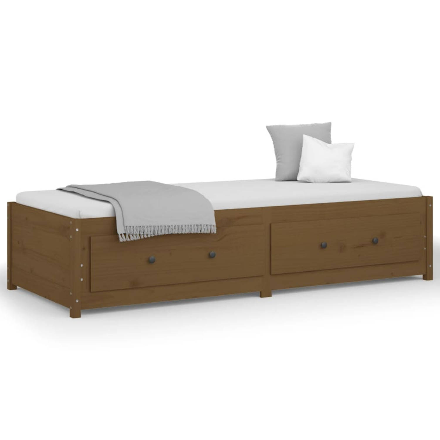 The Living Store Slaapbank 80x200 cm massief grenenhout honingbruin - Slaapbank - Slaapbanken - Bedbank - Bed - Bedframe - Houten Bedframe - Bedbodem - Logeerbed - Slaapmeubel - Le