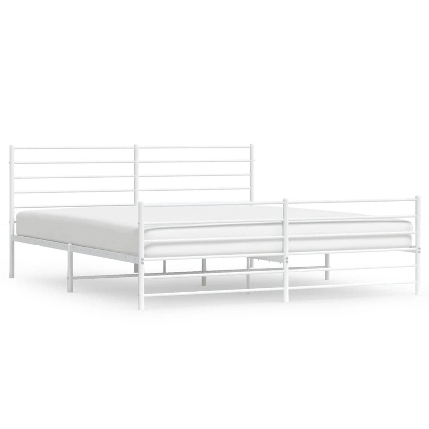 The Living Store Bedframe met hoofd- en voeteneinde metaal wit 183x213 cm - Bed